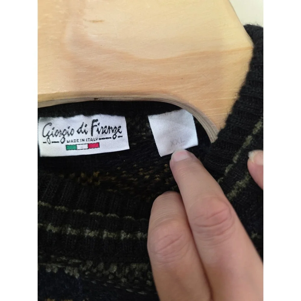 Giorgio di Firenze Sweater Mens XXL Multi Geometric Stripe Alpaca Blend Italy